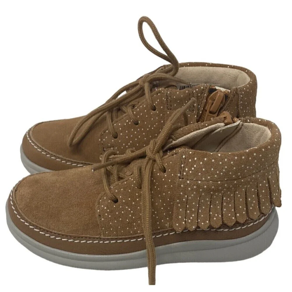 Clarks Girls Tan Moccasins 7.5 M Leather NEW NIB